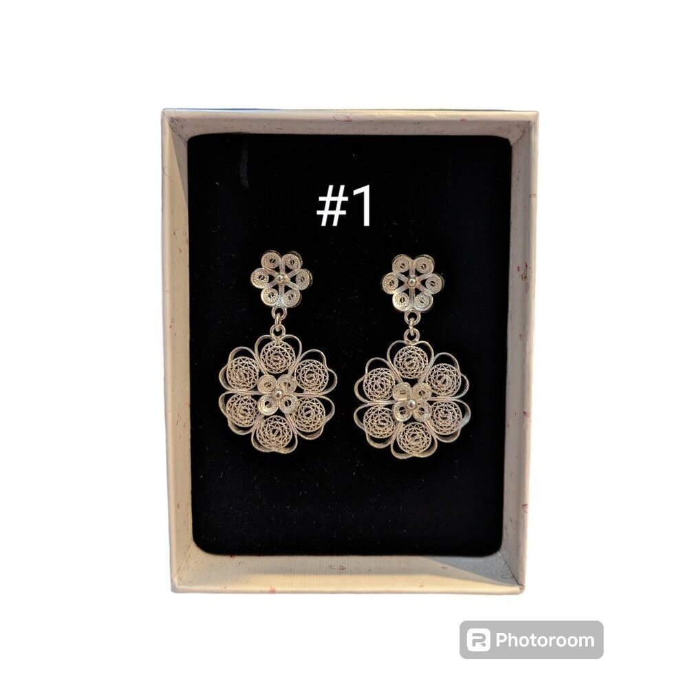 Filigree cascada flower /pure silver earrings 925  Summer handmade earrings